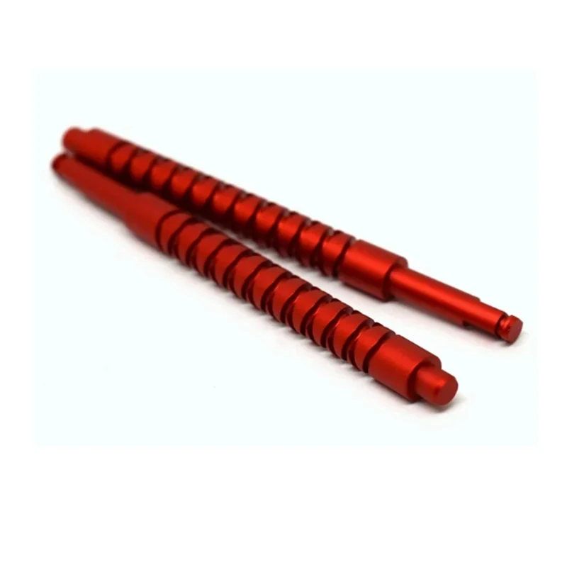 CNC processing red anodized aluminum shafts/axle turning drawings parts cnc machining service