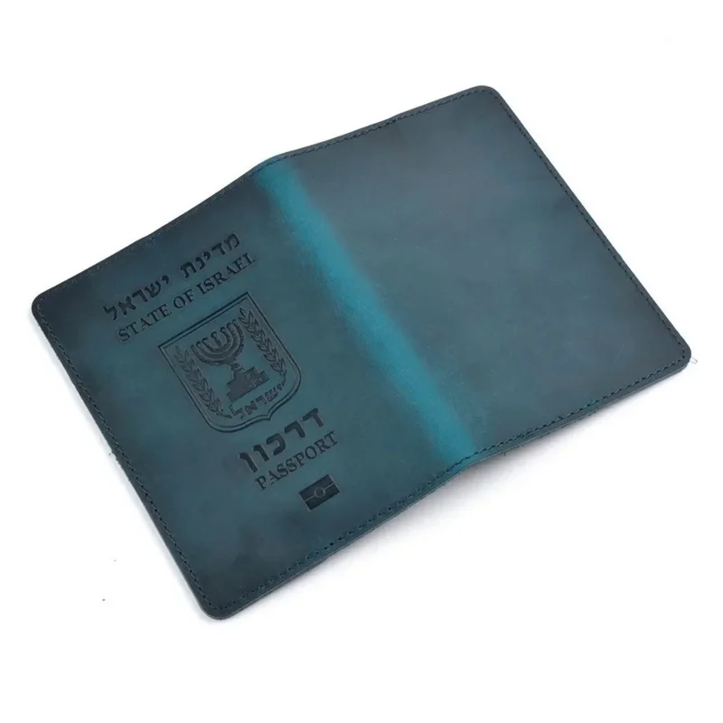 Genuine Leather Israeli Passport Cover For Israel Credit Card Holder Hebrew Passport Case Unisex Travel Wallet