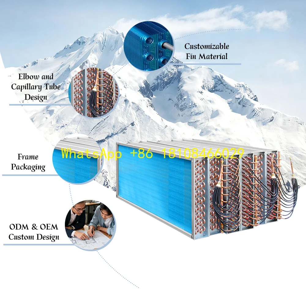 اختبار قاسي العلامة التجارية النحاس أنبوب الزعانف المبخر التبريد أجزاء التبادل الحراري تخصيص شهادة ISO #1