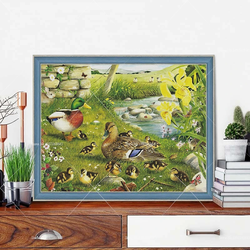 Adult Diamond Art Painting New Arrivals Ducks Animals Ladnscape Cross Stitch Pond Full Rhinestones Handicraft Home Decoration