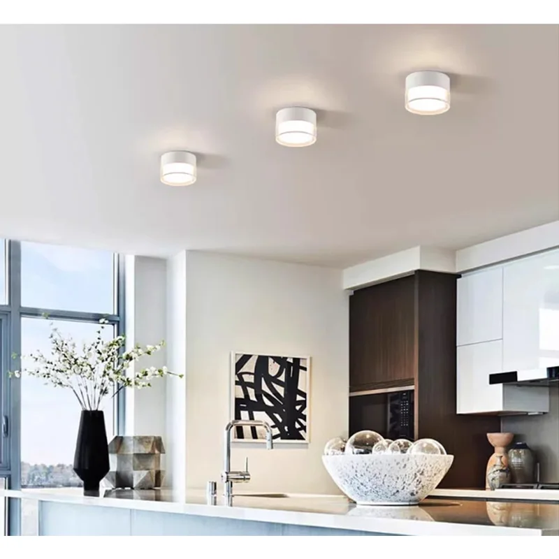 Dimmable LED Downlight 5W 7W 9W 12W 15W18W Ceiling Light Nordic Surface Mounted Surrounding Luminous LED Spotlight AC110V 220V