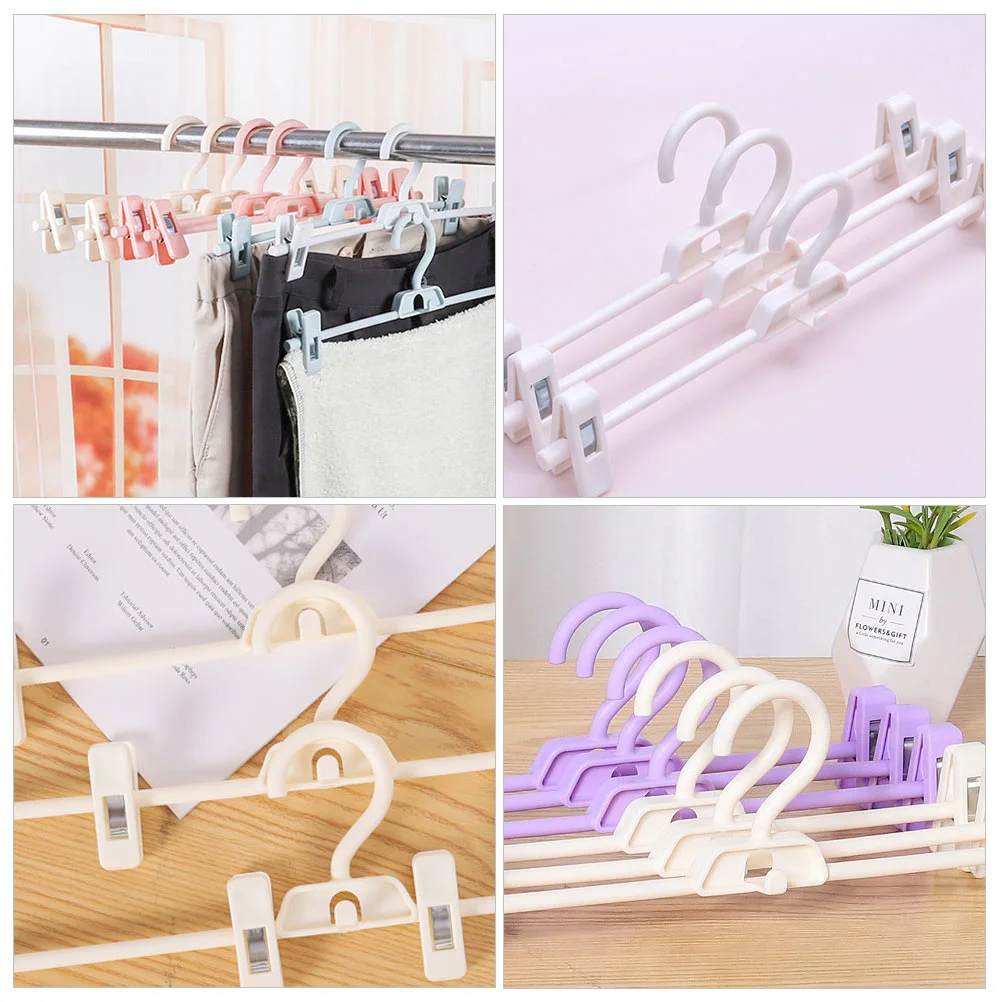 

10pcs Pants Hanger Plastic Adjustable Clips Anti Skid Sturdy Non Slip Coat Space Saving Laundry Drying Storage Home