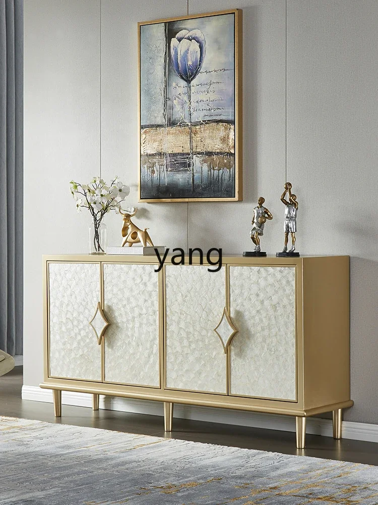 Yhl Entrance Cabinet Living Room Affordable Luxury Style Shell Curio Cabinet Champagne Gold Furniture Customization