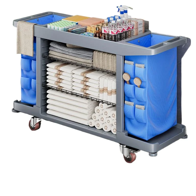 

Hotel linen cart, work cart, special cleaning trolley for rooms, hotel cleaning tools, service cart