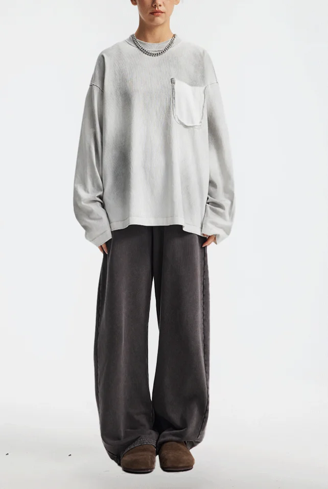 

Осень-зима, Новое поступление, 325 г, тяжелая футболка из чистого хлопка с длинными рукавами для мужчин и женщин, стильный потертый спрей, обезьяна, пустынный ветер