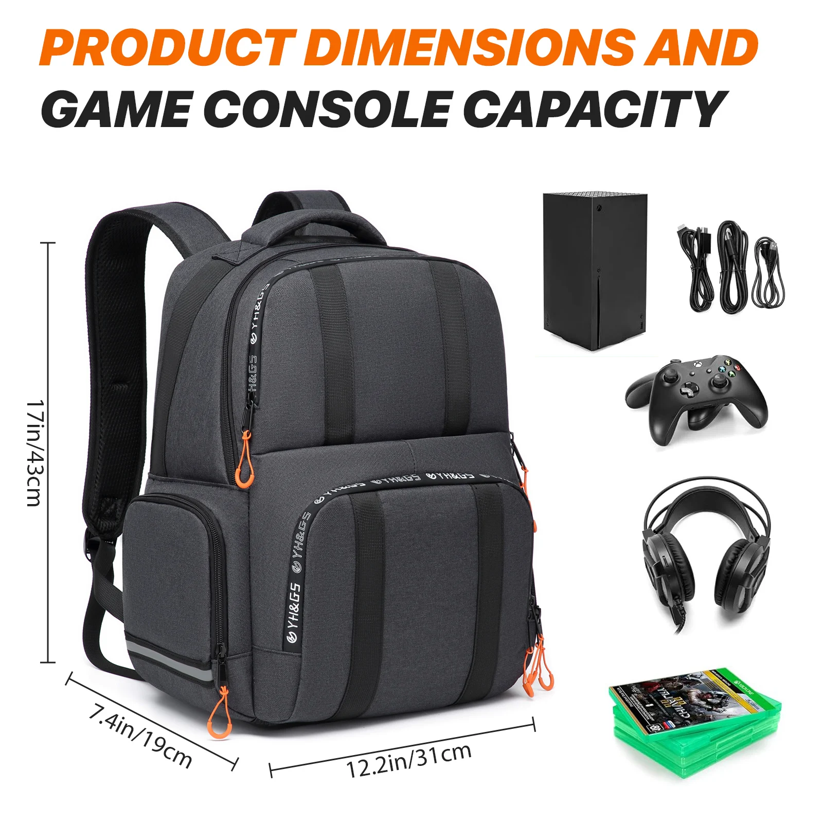 Zaino compatibile con la borsa per console Xbox Series X/S con tasche per cuffie per console con spazio di archiviazione separato per accessori da