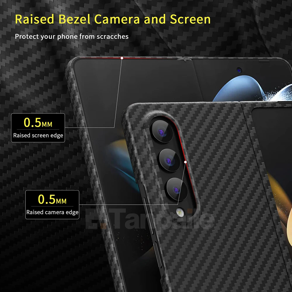 Tanpaile Shockproof Ultra Slim Case for Samsung z fold5 4 3 2 , Carbon Fiber Texture Protective Cover, Soft Touch Carbon Casing