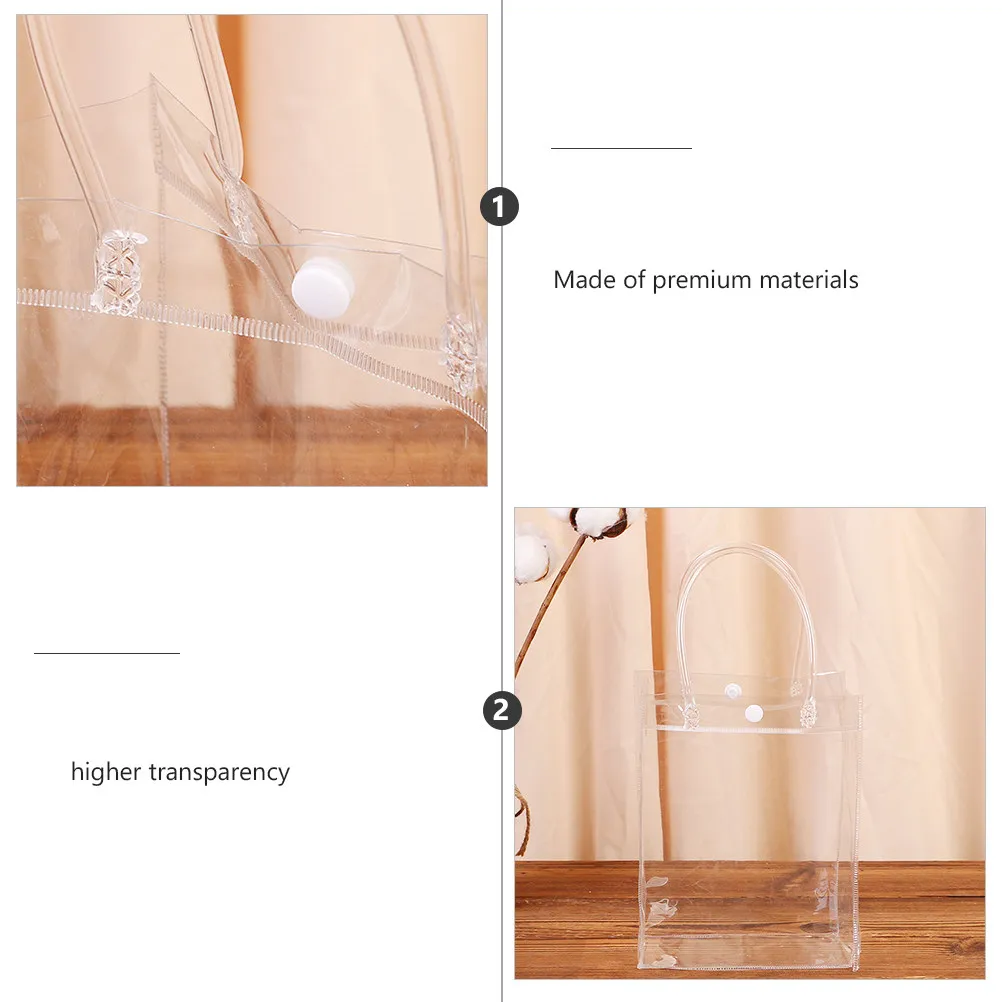 Transparent PVC Gift Bags with Handles 10 Pack Reusable Storage Organizer Bags for Small Items