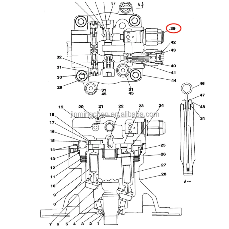 Katup pelepas tekanan Motor hidrolik Swing LJ01143  SH500-6 SH470-5 SH350-5 llbx500x4