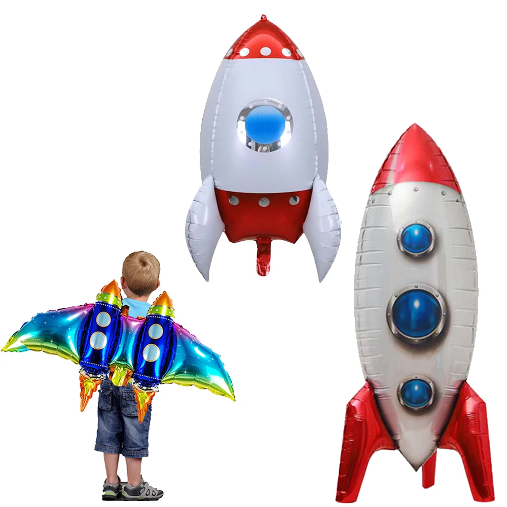 ロケットバルーン 宇宙テーマパーティーデコレーション ロケットボーイ誕生日パーティー用品 4Dスタンドバルーン