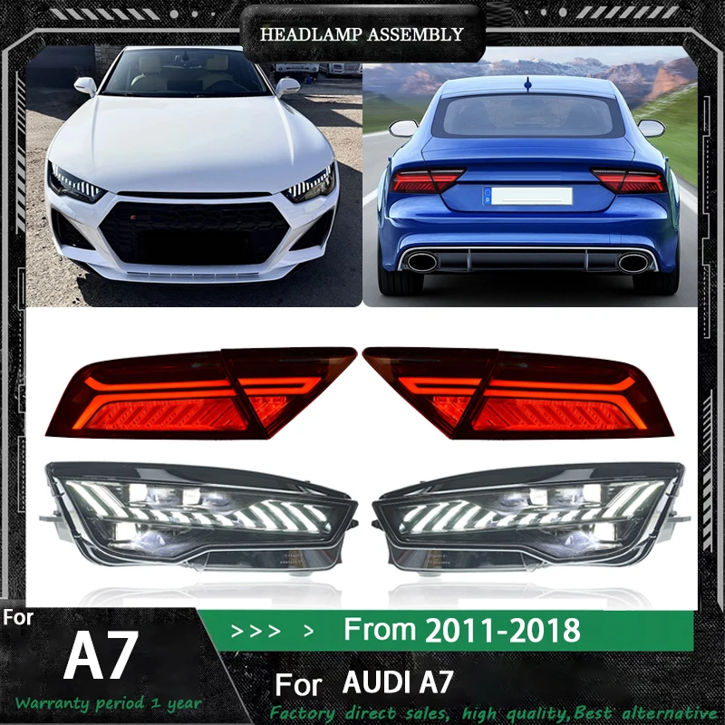 LED Headlight + Taillights For Audi A7 2011 2012 2013 2014 -2018 Modified RS7 Head Front Light Laser Lens Lamp Car Accessories