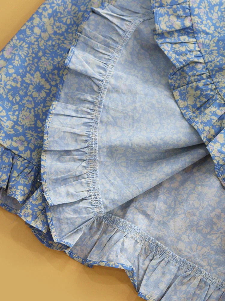 Vestido Casual de Aodão Floral Vintage com Cinto HEIDD CW2025 para Mulheres, Manga Curta, A-Line, Outono 2025