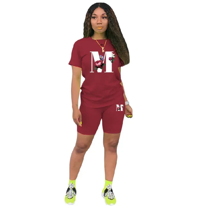 

Горячая распродажа: Женский спортивный костюм с принтом A-Z, повседневные шорты, комплект из 2 предметов, для ежедневных занятий спортом, бега, женская одежда, летние уличные комплекты с футболкой