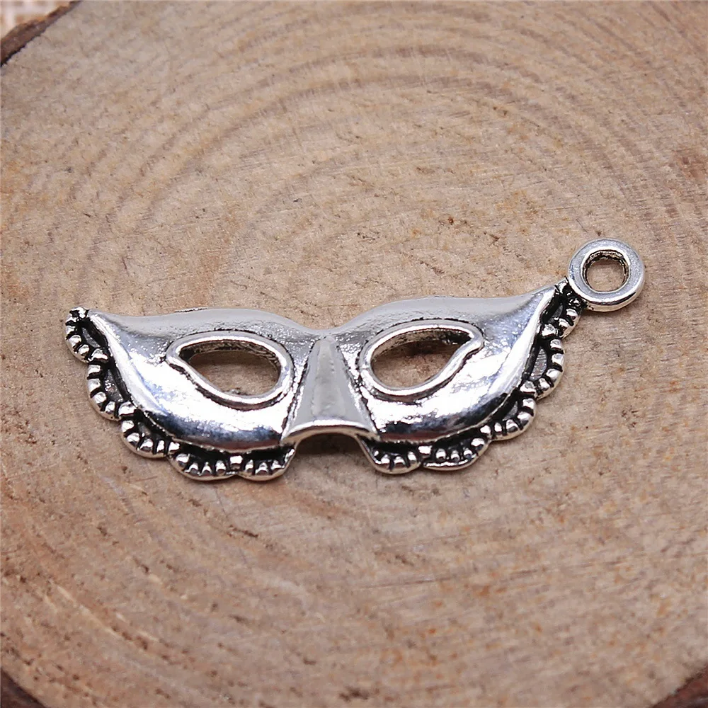 WYSIWYG 10pcs 31x12mm Antique Silver Color Mask Charms For Jewelry Making