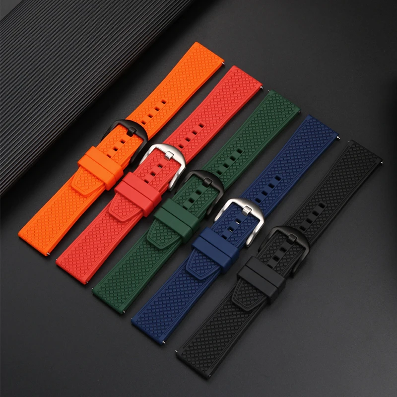 Rubber Watchband For Seiko IWC Rolex Waffle Strap Bracelets Fashion Universal Mens Diver Silicone Sports Watch Band 20mm 22mm