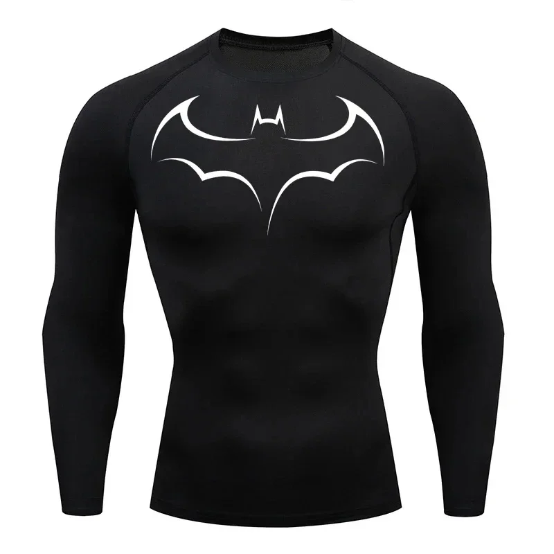 Bat Printed Men's Tight T-Shirt Running Compression Compression T Shirt Gym Fitness Jogging Short Sleeve Male Casual Shirt Tops