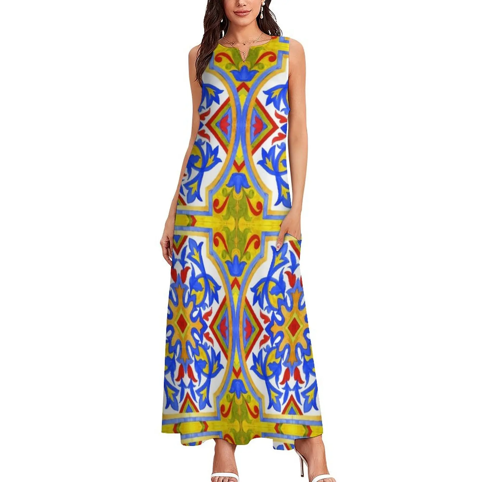 Portuguese azulejo tiles. Long Dress Women dresses summer cute dress dress for women summer wedding dresses for woman