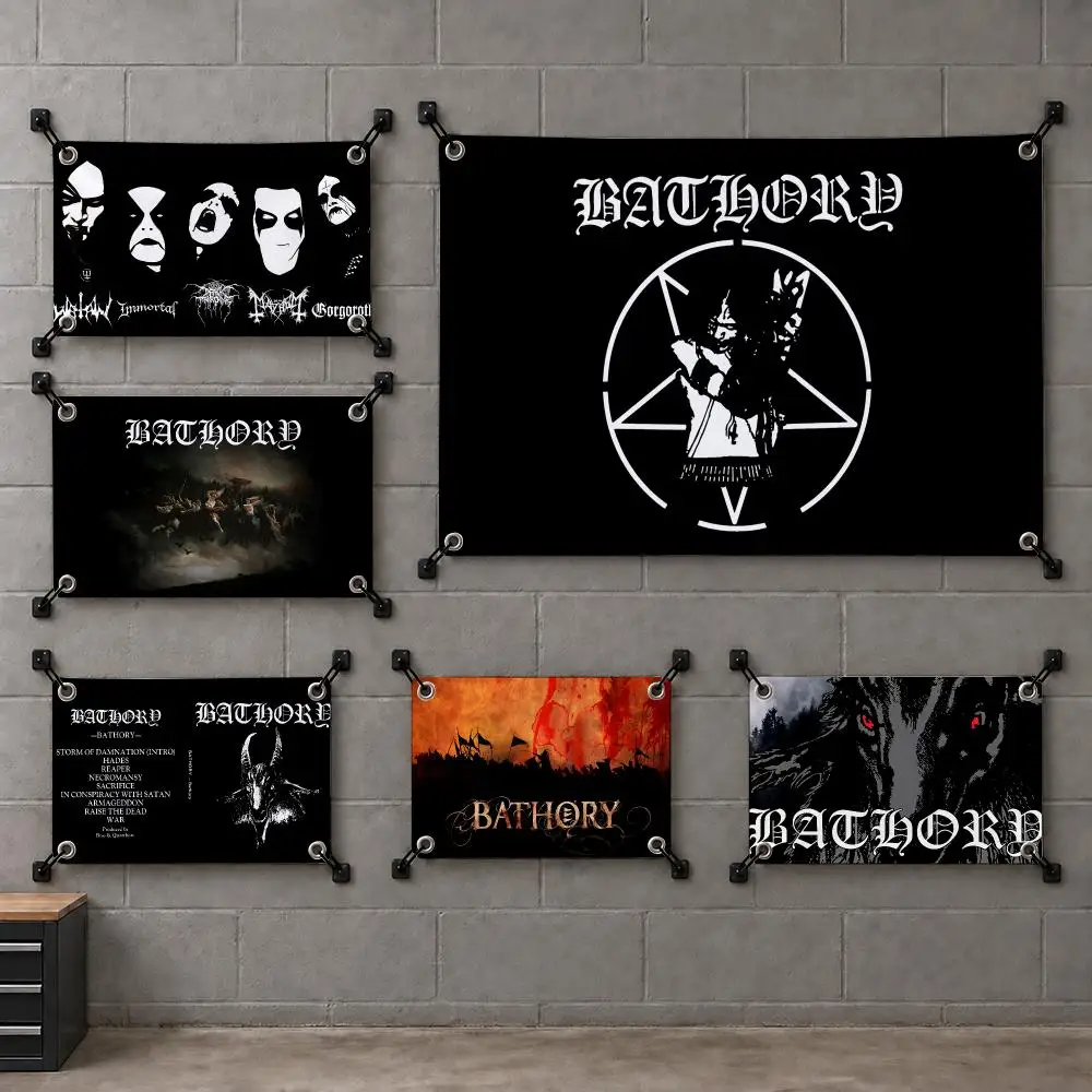 B-Bathorys Rock Band Flags Custom Wall Hanging Background Art Banner For Bedroom Home Living Room Outdoor Decor
