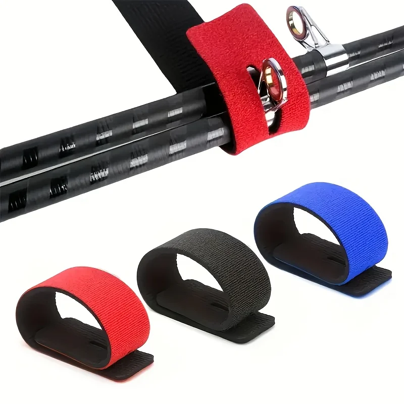 5 Pcs Elastic Fishing Rod Magic Straps Anchor Fastener Wrapping Lure Tie Bands Outdoor Fishing Gear Equipment Supplies Kit