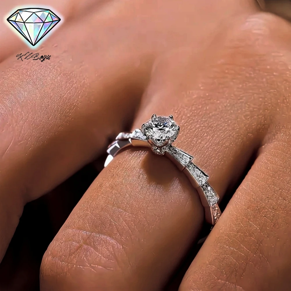 

1CT Snake/Step Shank Moissanite Engagement Ring Women Round Cut Diamond Ring Diamond Wedding Ring with Certificate S925 Silver