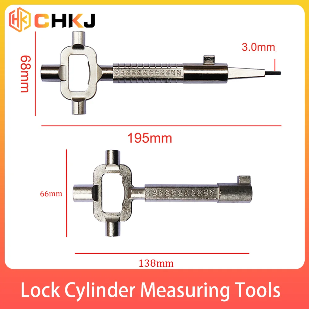 CHKJ 2 Types Multi Purpose Cylinder Gauge Cam Turner Spindle Turner Locksmith Auto Car Repair Lock Cylinder Measuring Tool