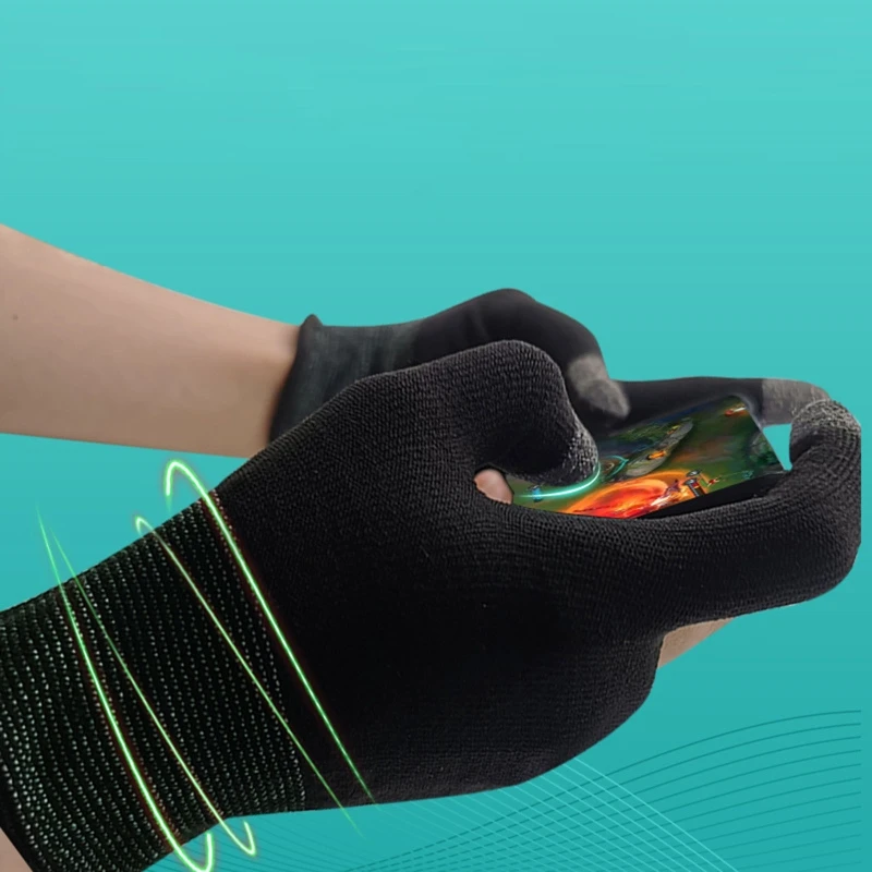 Manguitos para dedos de dos dedos para juegos, guantes para juegos móviles, a prueba de sudor, pantalla táctil, cunas para dedos sin costuras para controladores de juegos móviles