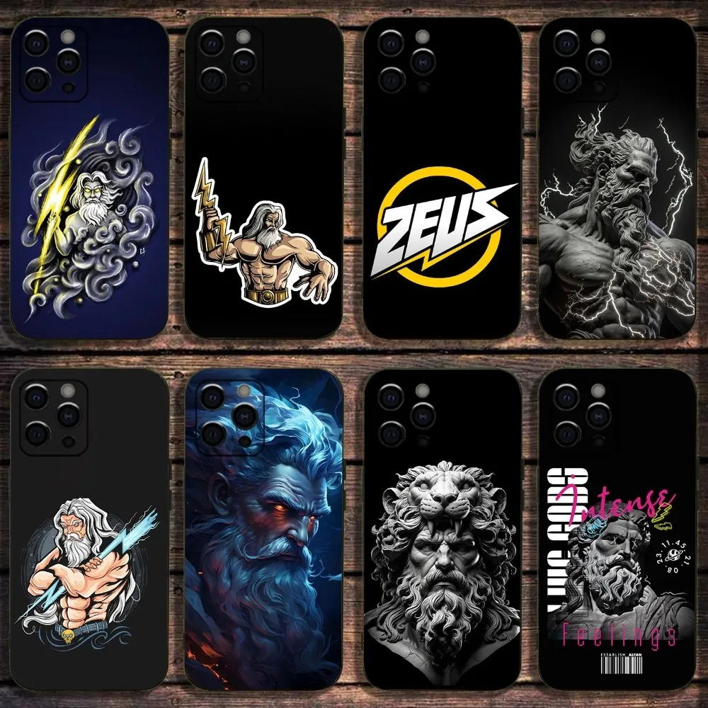 

Ancient Greek mythology Zeus Phone Case For Apple iPhone 15,14,13,12,11,Pro,X,XS,Max,XR,Plus,Mini Soft Black Cover