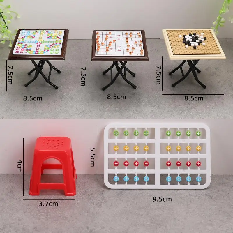 1 Set Dollhouse Mini Gomoku Chess Toy Simulation Miniature Flying Chess Model Doll House Accessories Desktop Decoration