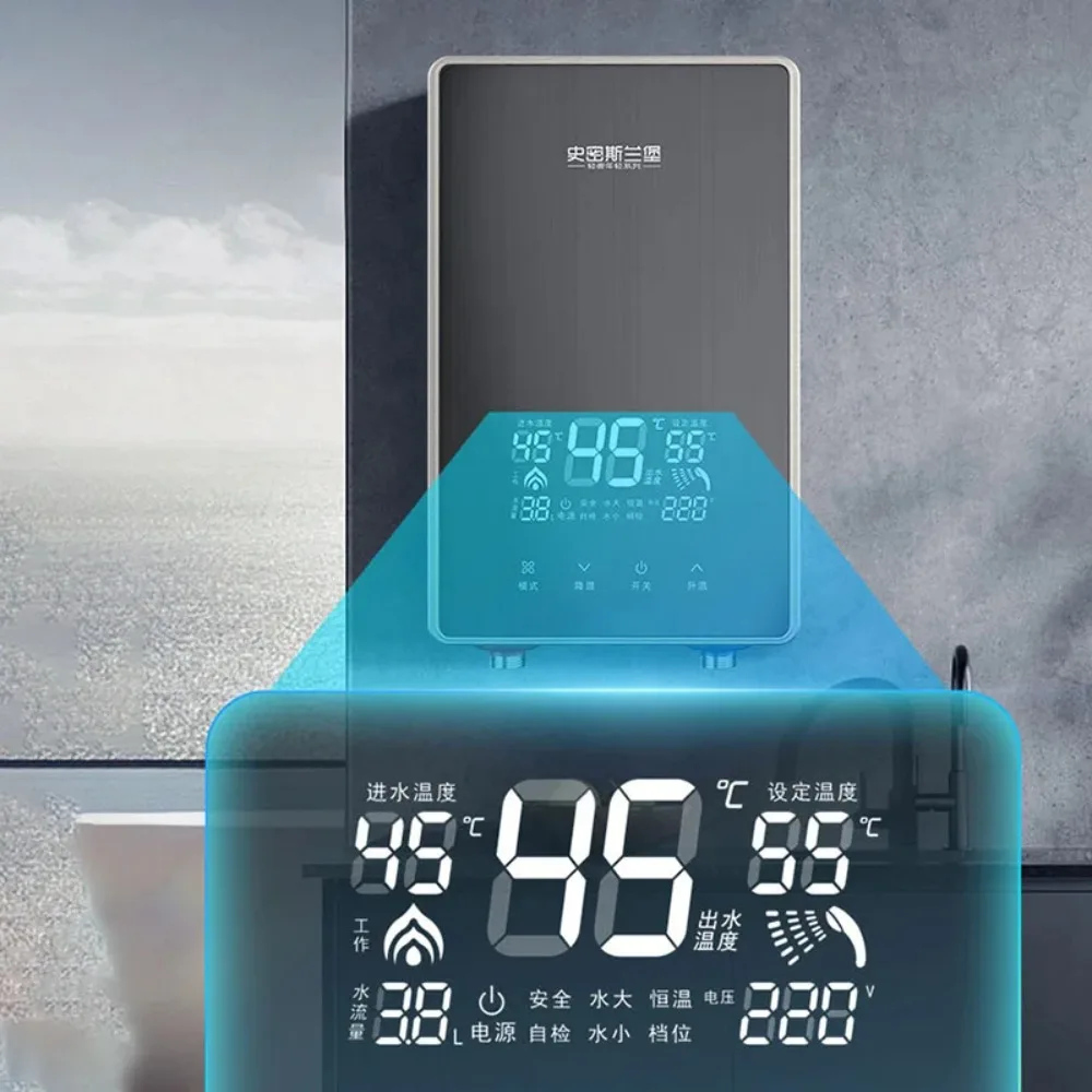Ipx4 Waterproof 7500kW Quick Heating Electric Instant Hot Water Heater Tankless Geyser Electr With LED Display