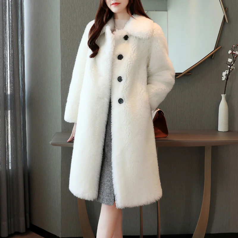 Fur Genuine Wool Coat Korean Female Jacket Soft Warm Women's Coats Autumn Winter Sheep Shearing Jackets Manteau Femme 2023