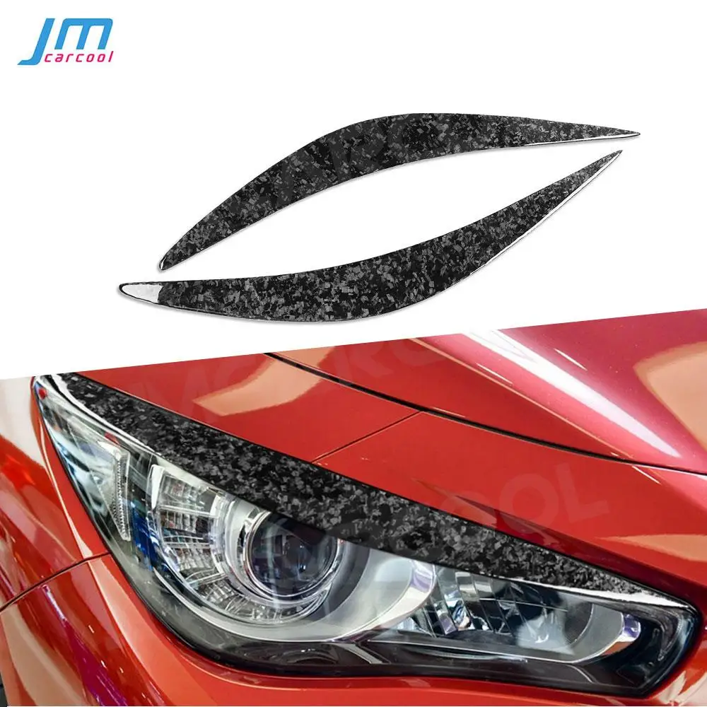 

Front Bumper Eyebrow Headlight Covers for Infiniti Q50 2014-2019 Eyelids Forged Carbon Fiber Car Styling