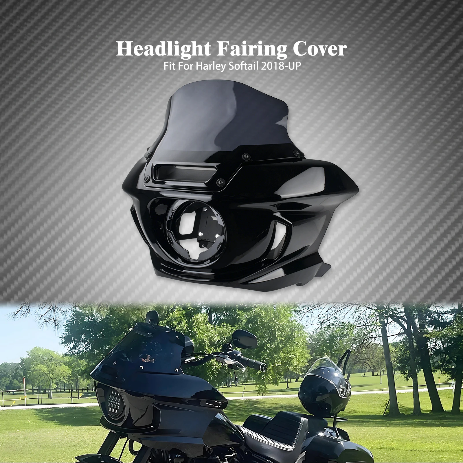 Motorcycle Black Headlight Fairing With Windshield Fits For Harley Low Rider ST FXLRST 22-2025