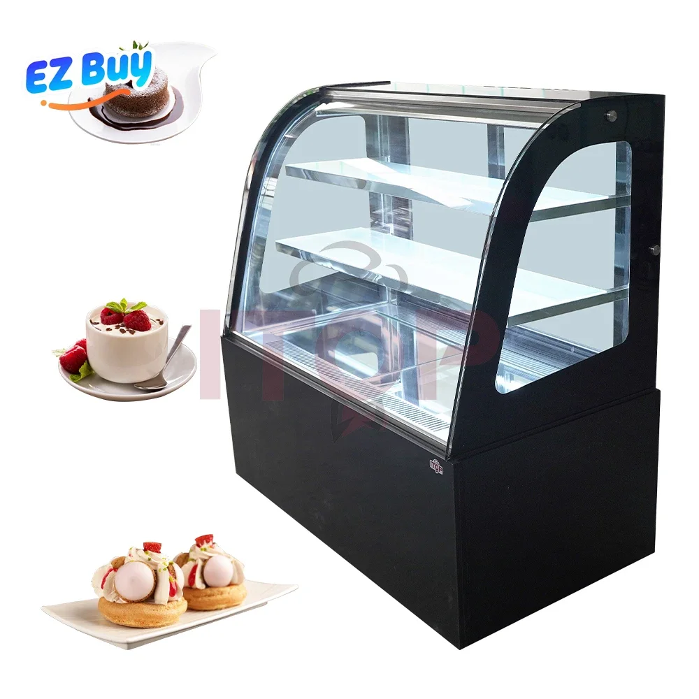 Supermarket Glass Bakery Cake Display Cinet Showcase Refrigerator Superior Quality Curved Glass Cake showcase