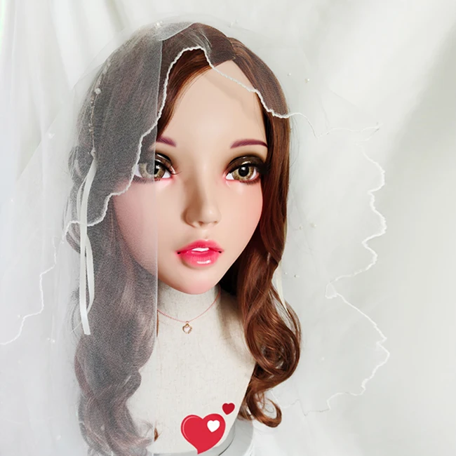 (Fu-06) femme douce fille résine demi-tête Kigurumi BJD yeux Crossdress Cosplay japonais Anime rôle Lolita masque avec yeux et perruque