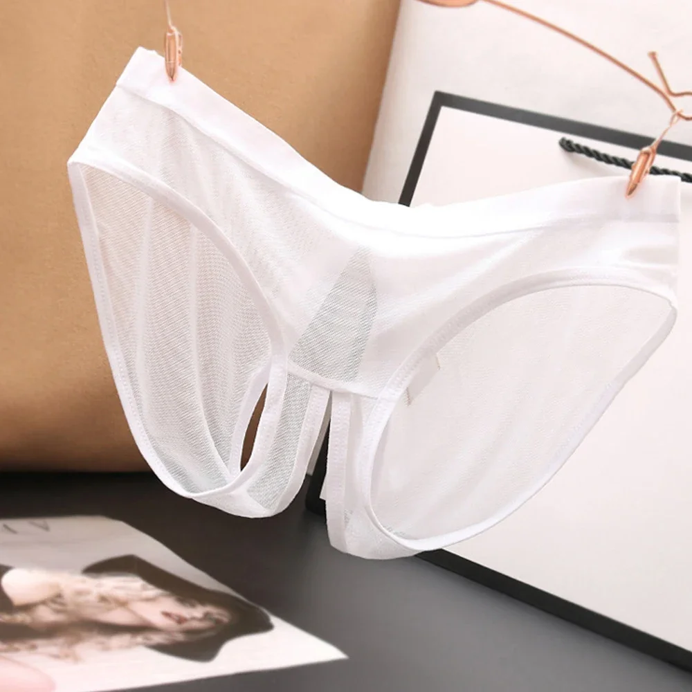 

Sexy Womens Open Crotch Underwear See Through Panties Lady Ultra Thin Mesh Briefs Hollow Out Underpants Sheer Erotic Lingerie