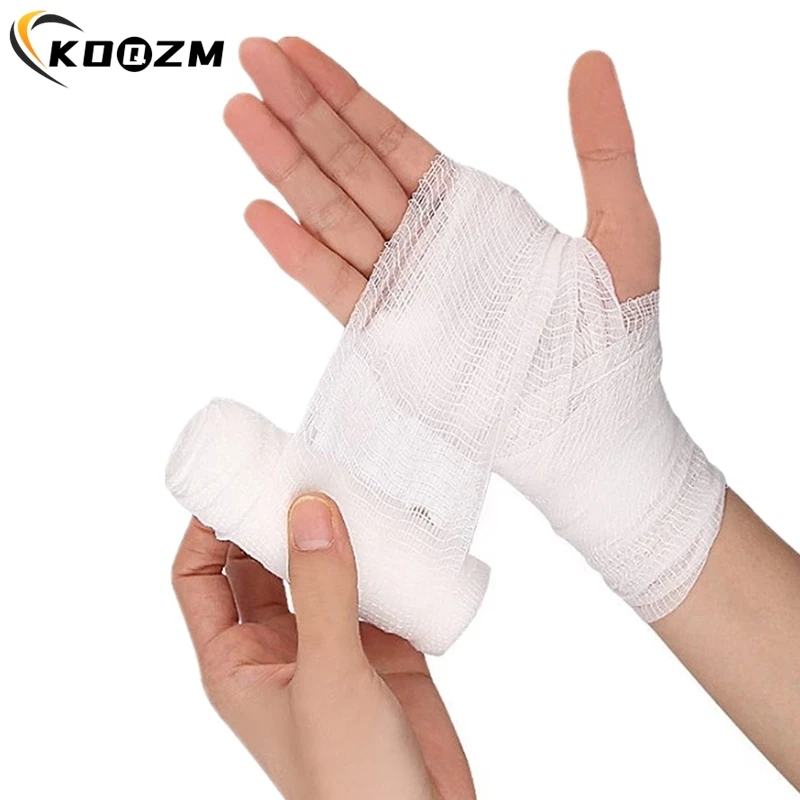 

1Roll Cotton Gauze Elastic Bandage Disposable First Aid Wound Dressing Tear Resistant Bandage Roll Fixation Absorbent Cotton