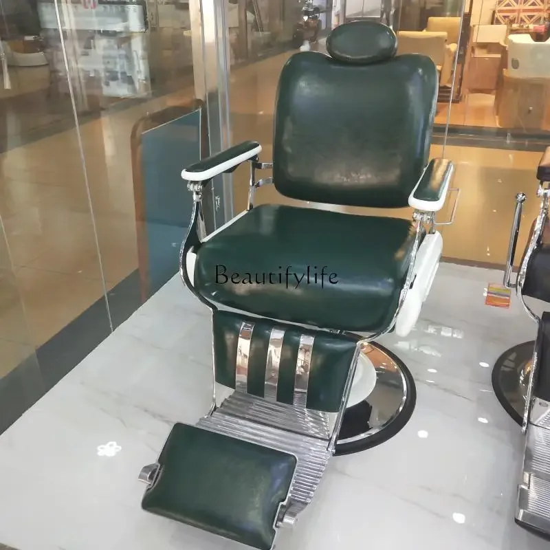 

yj7 Haircut reclining chair shaving shampoo large chassis retro oil head shop lifting and cutting chair