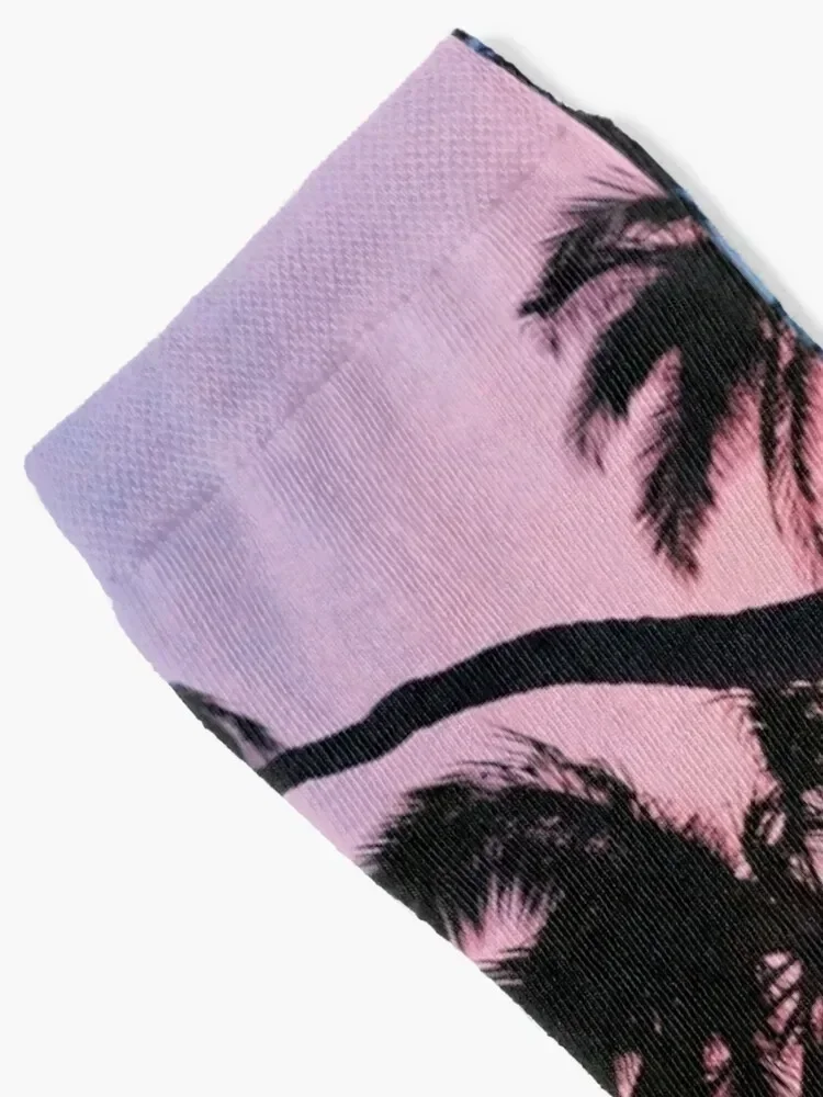 Pink Sunset Palm Trees Socks moving stockings loose Women Socks Men's