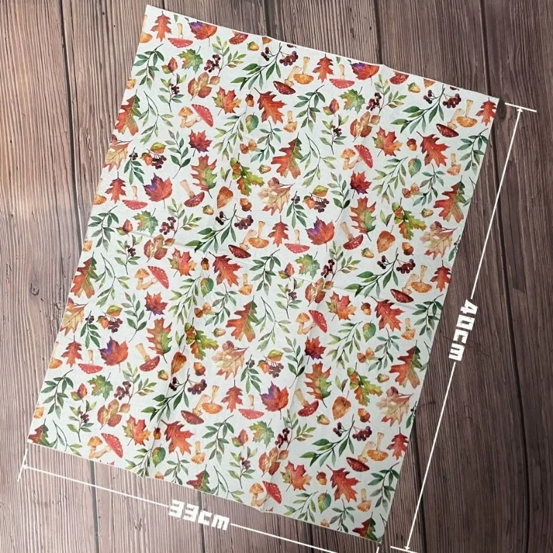 33*40 Large Size 3-Ply Rectangle Thanksgiving Autumn Leaf Mushroom Printed Handkerchiefs Party Printed Tissue Promotional Cheap