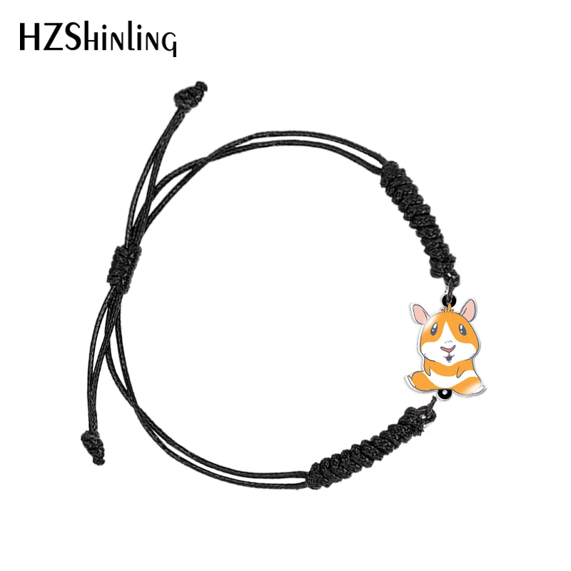 Guinea Pig Cartoon Print Weave Adjustable Bracelet Rope Chain Acrylic Resin Epoxy Fashion Jewelry for Women