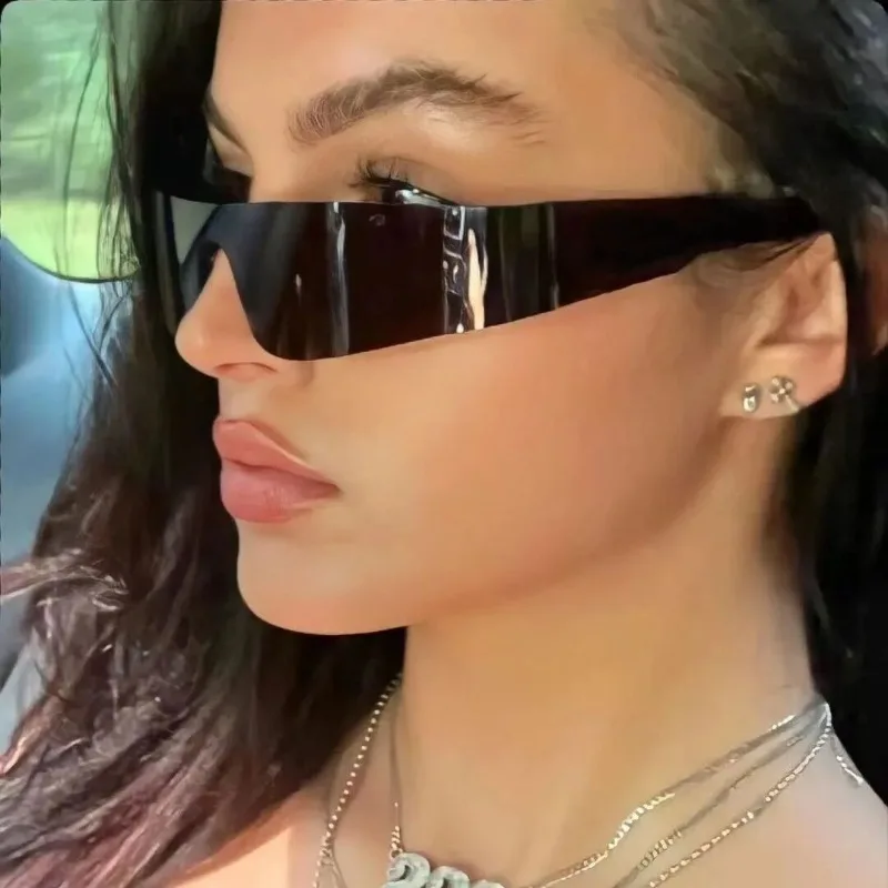 نظارات Y2K الشمسية نظارات Steampunk الرياضية الشريرة أسلوب المستقبل المألوف #2