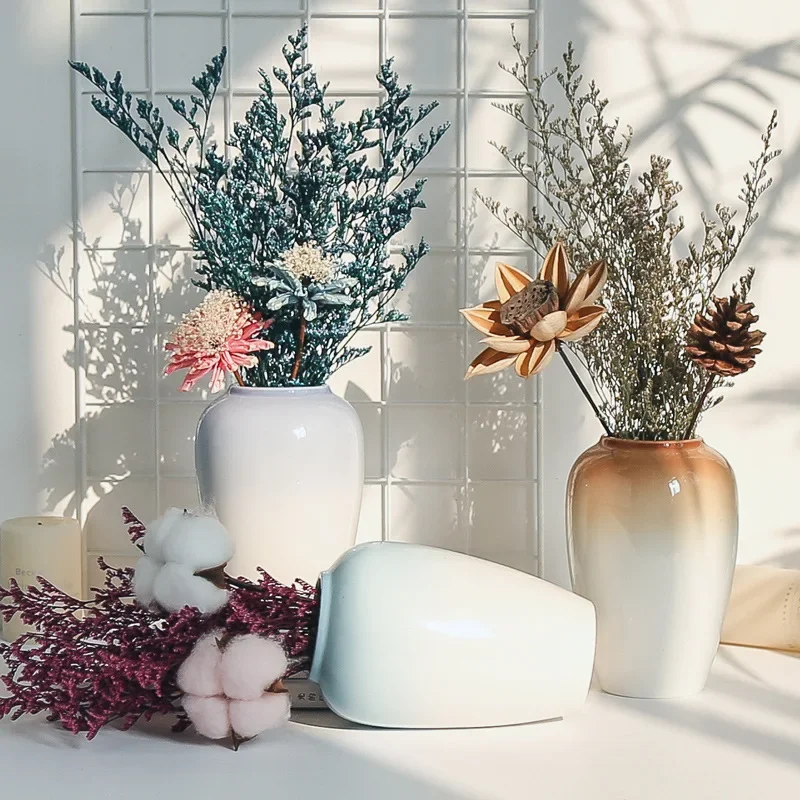 Small Vase Dry Flower Suit Nordic Ceramic Living Room Flower Arrangement Small Fresh Ornament Household Dining Table Art Flower