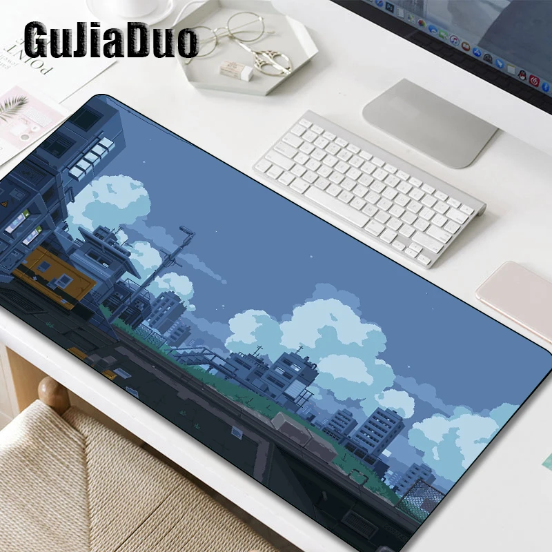 GuJiaDuo Pixel Style grande Mouse Pad Gamer Computer e ufficio tavolo scrivania tappetino Gaming Hoom accessori XL Art Mousepad Pc cuscino