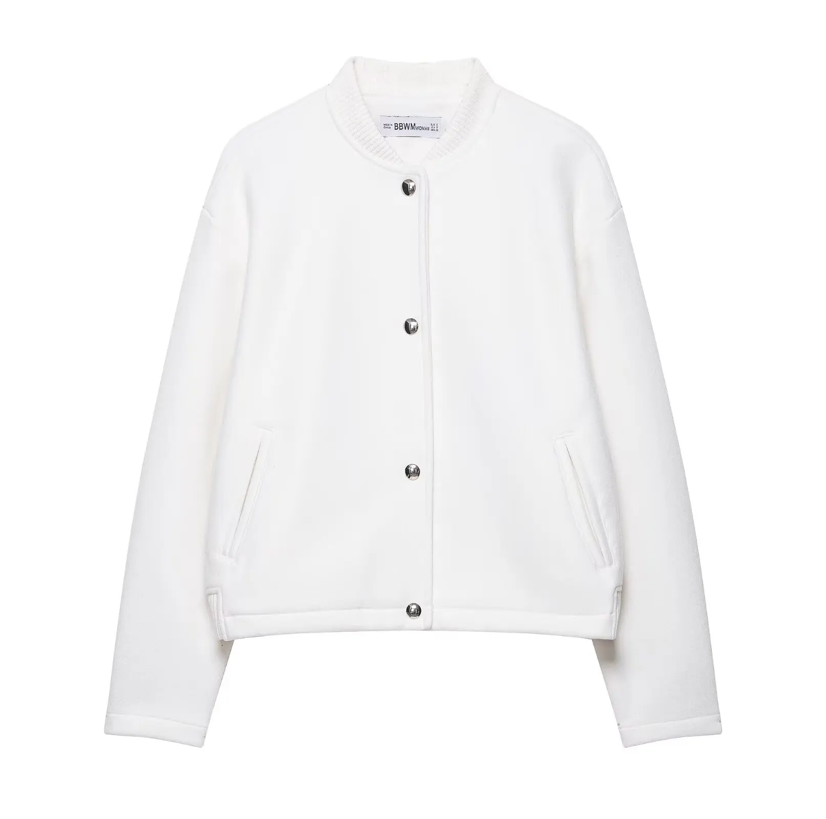 

2025 Women's Autumn Single-Breasted Side-Pocket Long-Sleeved Fashionable Cropped Jacket Solid-Colour Streetwear Casual Outerwear