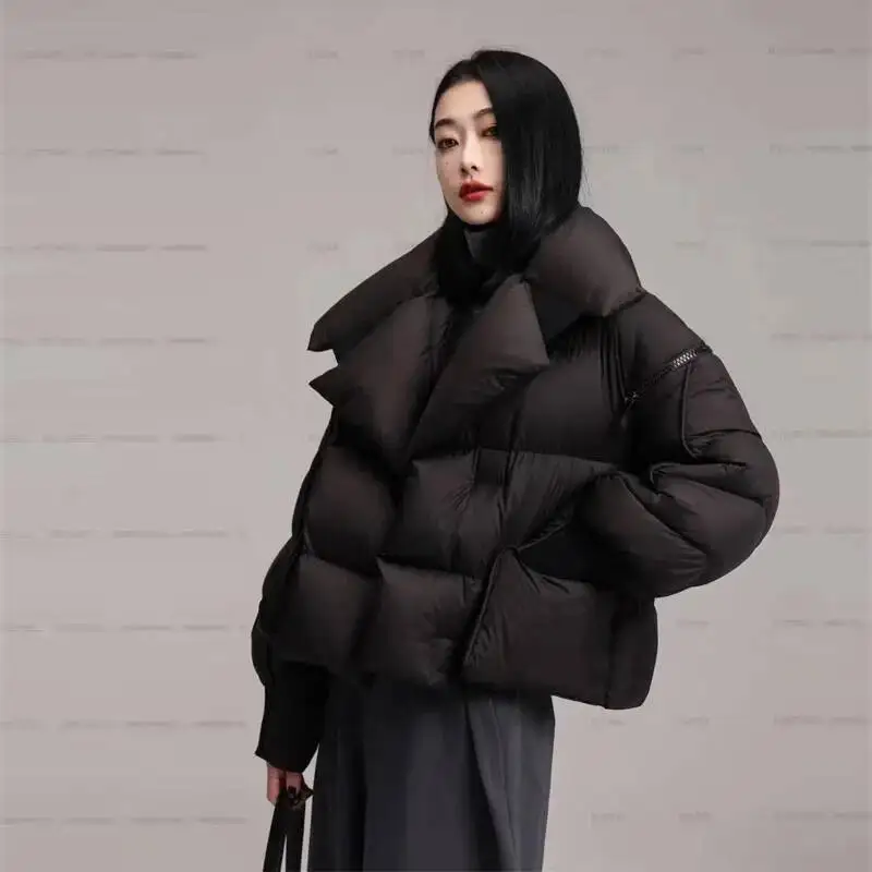 Lagabogy 2025 Winter Puffer Jacket Women Short 90% White Duck Down Coat Female Streetwear Warm Parkas Removable Sleeves Outwear