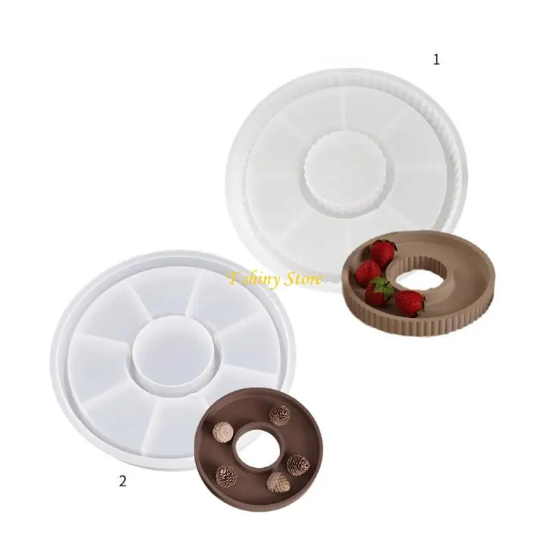 N58F Silicone Dish Molds Hollow Round DIY Craft Moulds for Making Dish Tray
