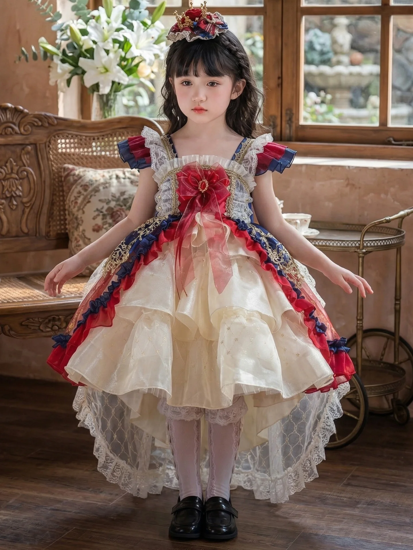 Vestido de Saia Princesa Lolita para Bebê Menina, Fantasia de Aniversário Branca de Neve, Moda Infantil de Verão, Macio, Respirável, Elasticidade Médi