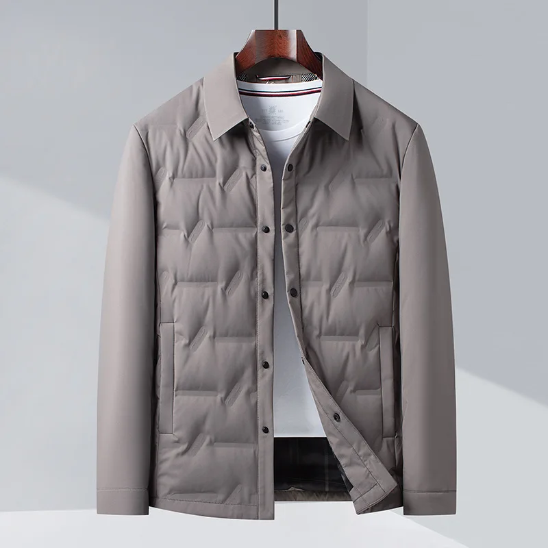 Chaqueta de plumón de pato blanco para hombre, abrigo ligero con solapa, para ocio y negocios, novedad de invierno, 2024