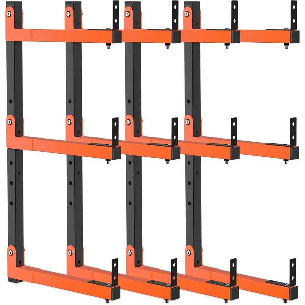 

27 Lengthened Lumber Storage Rack, 6-Hole Adjustable Wall Mount Wood Organizer Storage Metal Shelves or Garage (4 Pack)