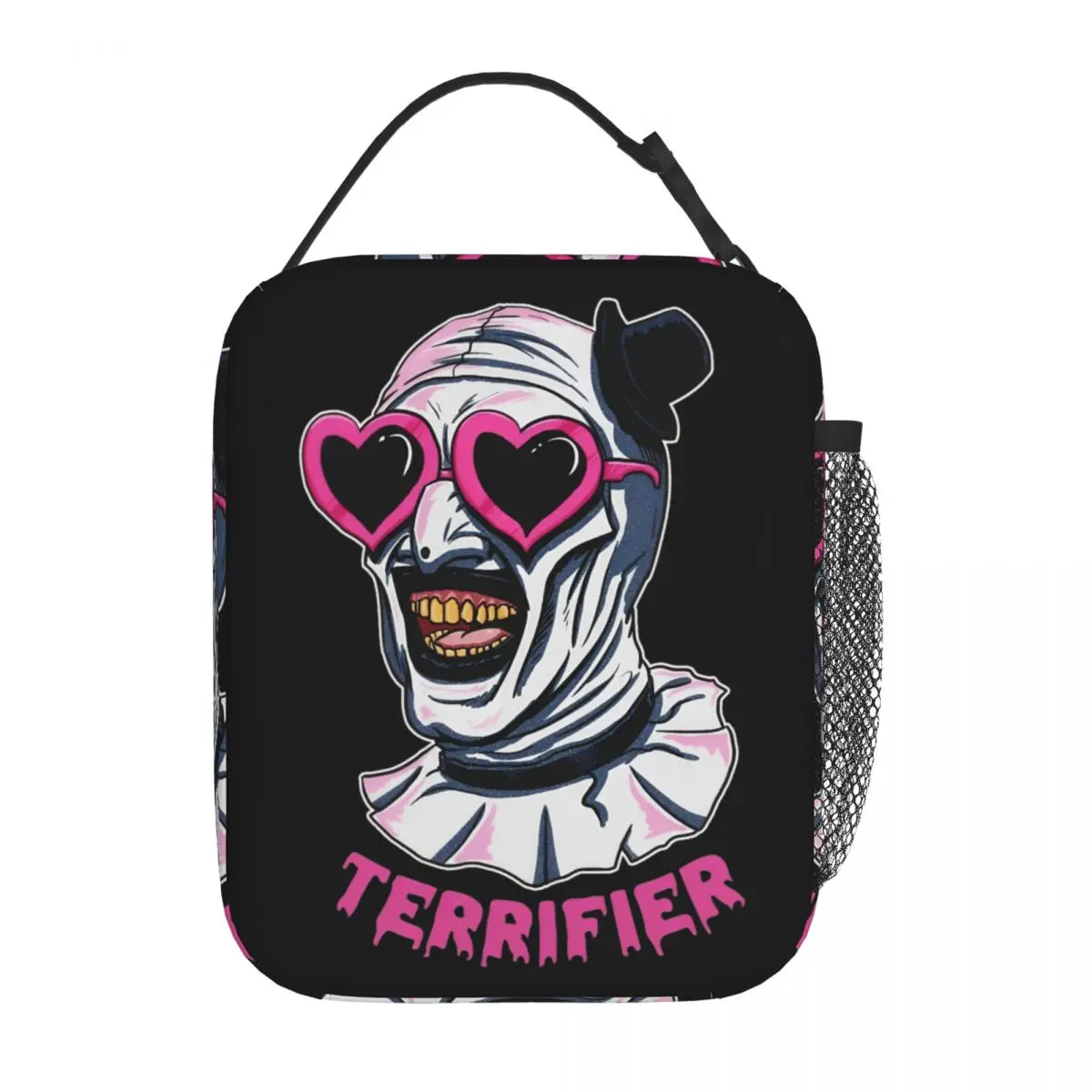 Terrifier Art The Clown Heart Glasses Insulated Lunch Bags Cooler Bag  Meal Container Large Tote Lunch Box Men Women Outdoor